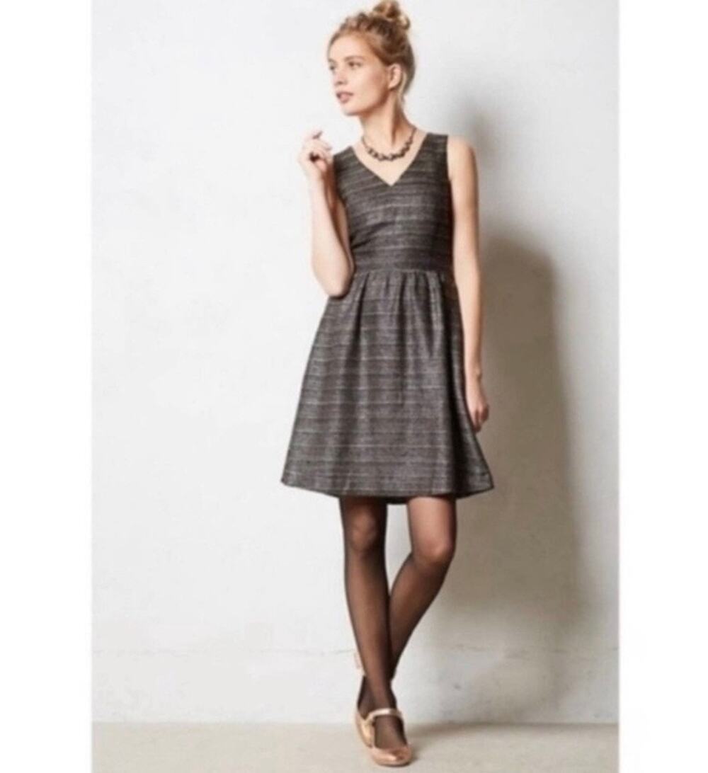 Anthropologie Moulinette Soeurs Metallic Tweed Glissade Fit & Flare Dress 4